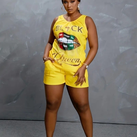 NEW YELLOW 2 PIECE SHORT SET PLUS SIZE 4XL Size 20 - Picture 1 of 5